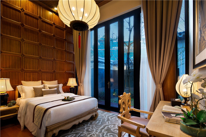 特色中式酒店装修  惠州中海汤泉度假酒店客房设计方案